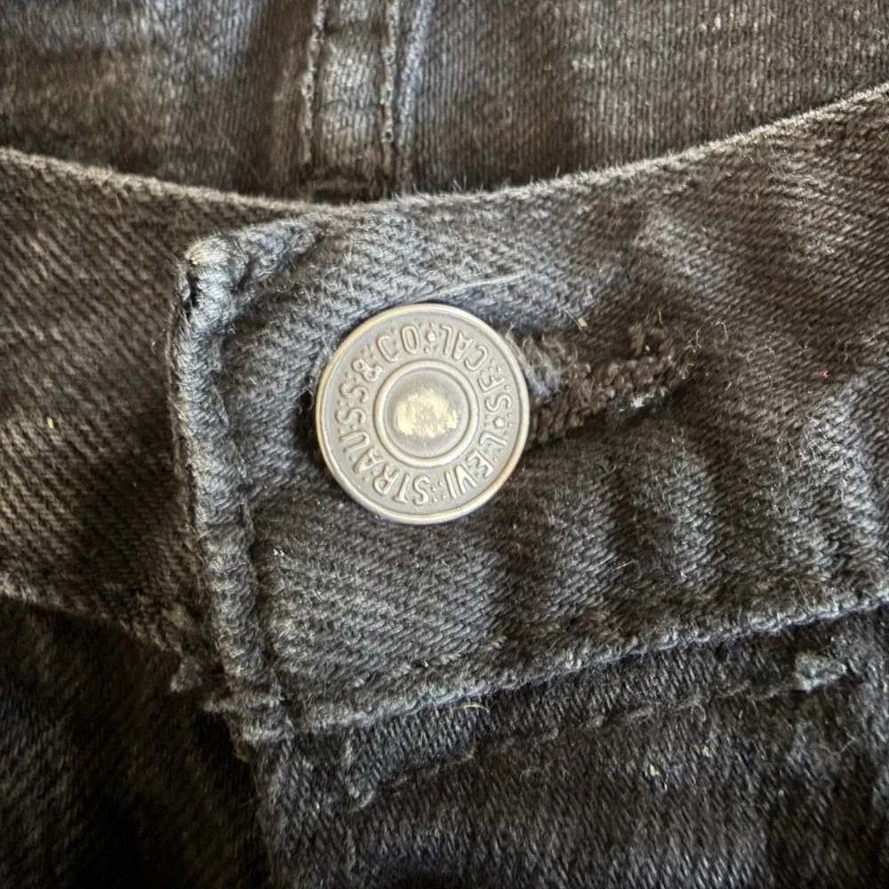 Levis 501 Original Fit Black Jeans Mens 35x34 Straight Leg Button Fly Denim